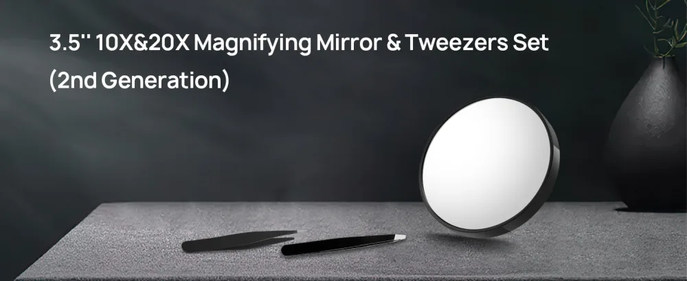 OMIRO 20X Magnifying Mirror and Eyebrow Tweezers Kit, 3.5" Three Suction Cups Magnifier Travel Set 3.5", 20X (2nd Generation) - product information 23