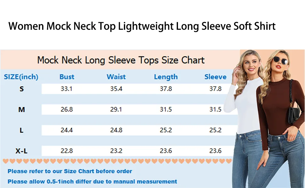 Women's Basic Long Sleeve Thermal Top Lightweight Mock Neck Shirts Slim Fit Layer Soft Top Small Black - product information 8