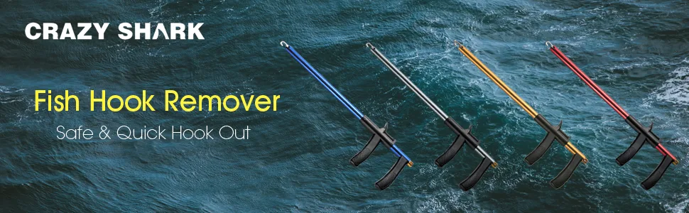 CRAZY SHARK Hook Remover Aluminum Fish Hook Remover Extractor 13.6in Blue - fish hook remover