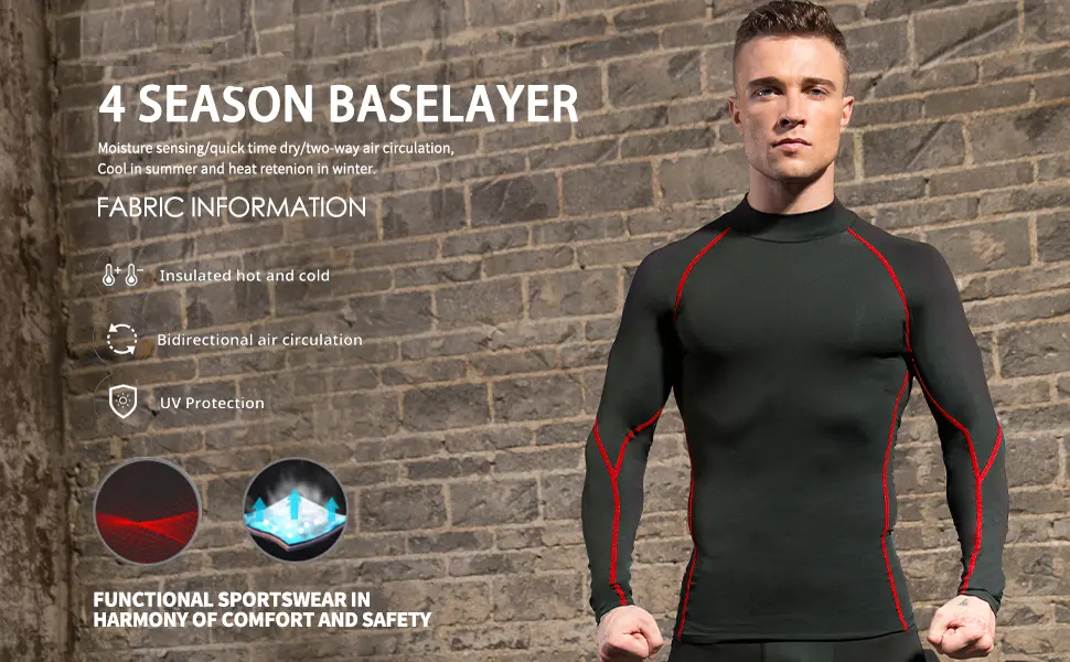 Men's Compression Shirts Long Sleeve Athletic Workout Tops Gym Undershirts Active Sports Baselayers 2pcs Black, White Medium - product information 2