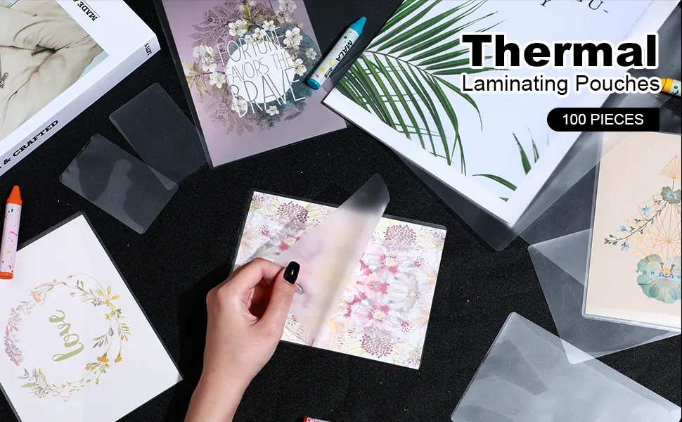 Thermal Laminating Pouches Clear Laminating Pouches Plastic Paper Laminator Pouches, 9 x 11.5 Inch, 5 x 7 Inch, 4 x 6 Inch, 2.2 x 3.7 Inch (100 Pieces) - product information 1