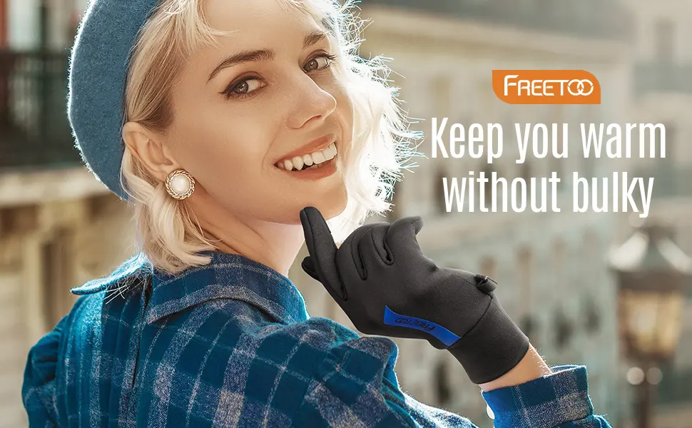 FREETOO Touchscreen Winter Running Gloves Men with Flannel Lining 1 pair Black Medium - winter gloves