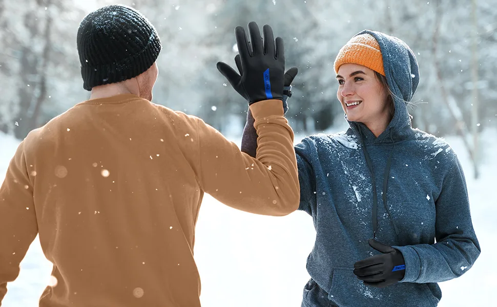 FREETOO Touchscreen Winter Running Gloves Men with Flannel Lining 1 pair Black Medium - winter gloves