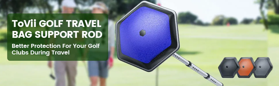ToVii Portable Golf Club Stiff Arm Support Protector Travel Bag, Sturdy Aluminum Pole, Fully Adjustable to Protect Clubs Blue - golf travel bag support system