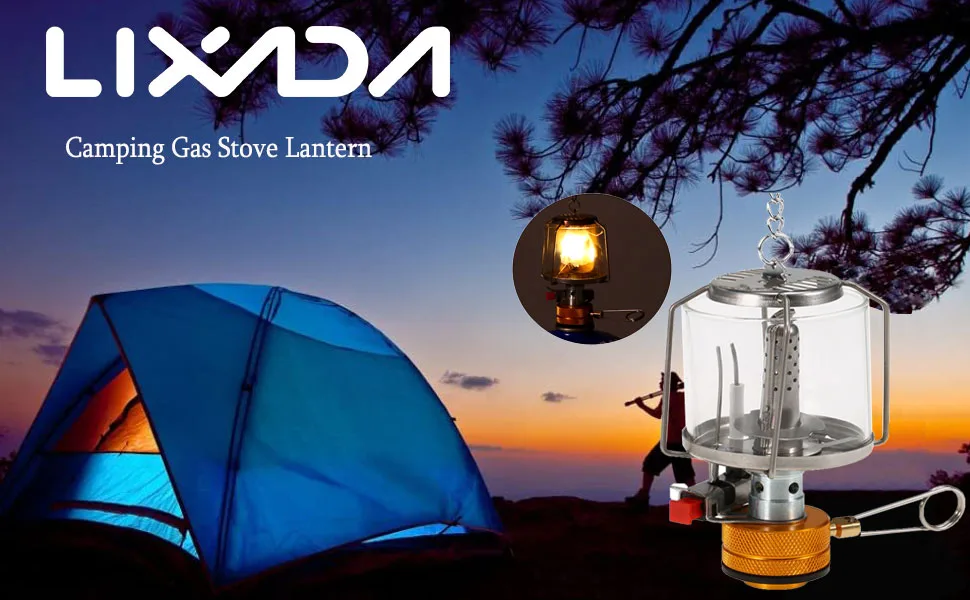 Lixada Portable Camping Gas Lantern Piezo Ignition Mini Gas Tent Lamp Light - lixada