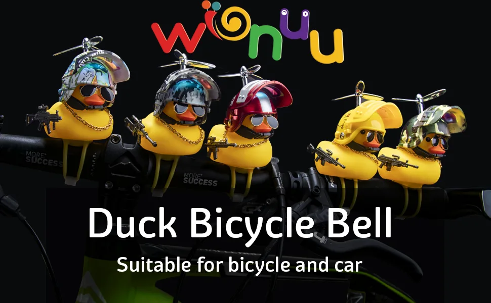 wonuu Rubber Duck Car Ornaments, Squeeze Duck Dashboard Decorations Kids Bicycle Decor for Cycling Motorcycle & Bicycle Accessories Decorations Digital Camo-L&G - duck bike bell