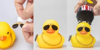 wonuu Rubber Duck Car Ornaments, Squeeze Duck Dashboard Decorations Kids Bicycle Decor for Cycling Motorcycle & Bicycle Accessories Decorations Digital Camo-L&G - Rubber Duck Car Ornaments