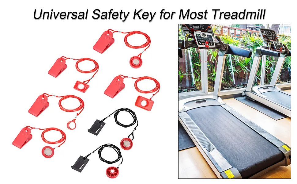 uxcell Fitness Magnet Key, 46x28mm Shell, 15mm Dia. Magnet, Universal Safety Lock for Most Treadmill, Red 2Pcs - product information 2
