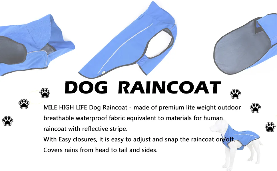 Mile High Life | Dog Raincoat | Adjustable Water Proof Pet Clothes | Lightweight Rain Jacket with Reflective Strip | Easy Step in Closure,Lime Yellow,Large Large Lime Yellow - raincoat