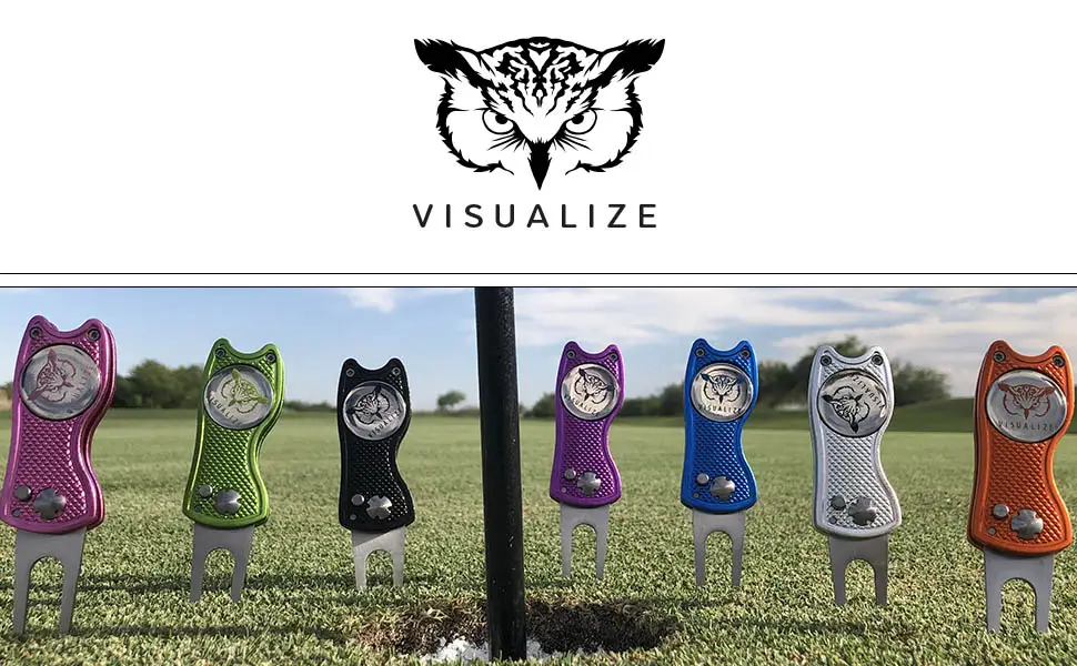 VISUALIZE Premium Golf Divot Repair Tool Kits with Ball Marker- Favorite Golf Gift Sets - Anodized Aluminum Switchblade-Style - Premium Feel & Durability Gun Metal Gray - VISUALIZE Golf Accessories | Divot Repair | Golf Ball Marker | Golf Belts | Golf Tees | Golf Towels