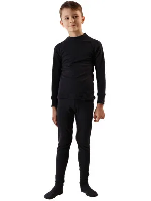 Black Bear Boys' Thermal Underwear Set - 4 Piece Performance Base Layer Long Sleeve T-Shirt and Long Johns Set Navy/Light Blue Medium - sidebar