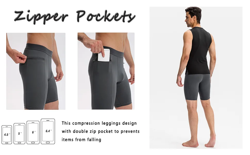 WRAGCFM Men's Compression Shorts with Pockets Running Workout Athletic Active Underwear Shorts White-zipper Small - Running Underwear with Zipper Pockets