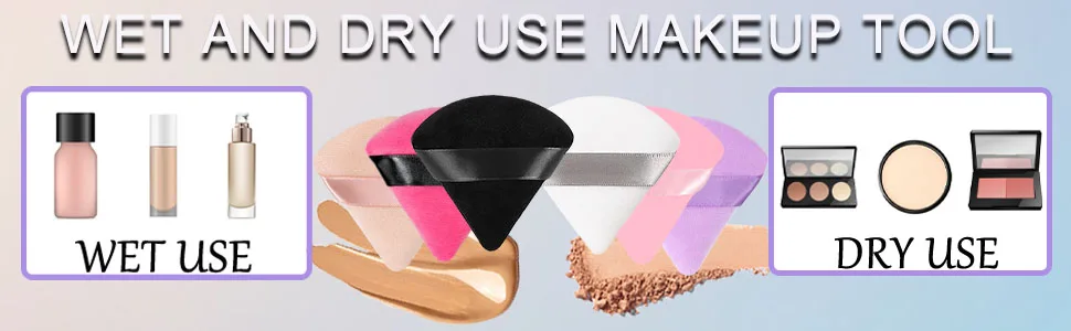 4 Pieces Powder Puff Face Makeup Puffs, Soft Velour Triangle Powder Puffs for Loose Mineral Powder Wet Dry Cosmetic Foundation Setting Powder Puff Sponge Makeup Tool - Black & White Black,White - make up applicators for face,beauty puff triangle,powder puffs for loose powder,velour makeup puff