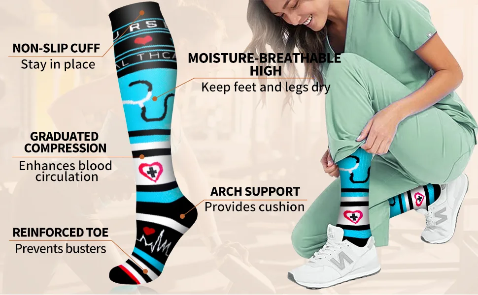 BLUEENJOY Compression Socks for Women & Men Circulation (5 Pairs)- Best Support for Nurses, Running, Hiking, Athletic, Pregnancy 04 Black 4 Pairs/White Large-X-Large - compression socks for women