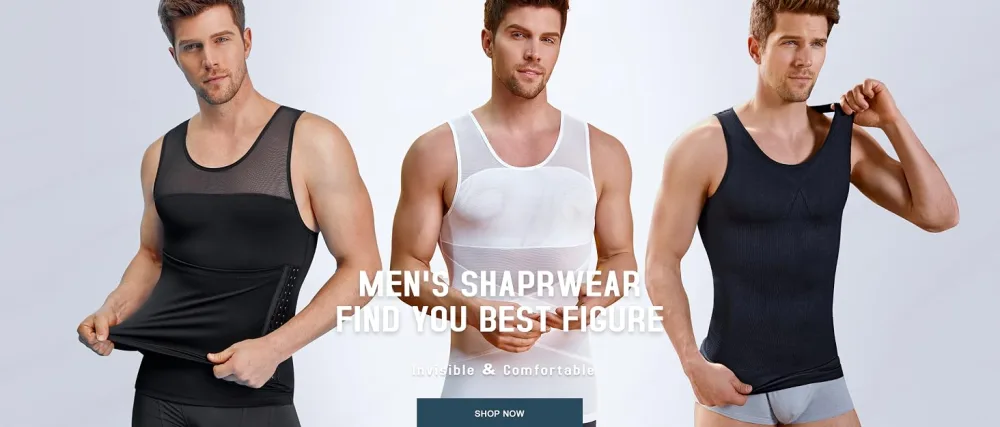 TAILONG Body Shaper Compression Shirts for Men Tummy Control Shapewear Tank Top Large Black - MEN SHAPEWEAR