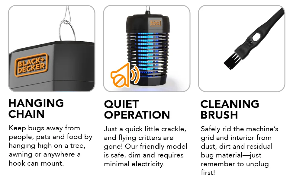 BLACK+DECKER Bug Zapper- Mosquito Repellent Outdoor & Fly Traps for Indoors- Mosquito Killer & Fly Zapper - Gnat & Moth Traps for Home, Deck, Garden, Patio & More - Img 2