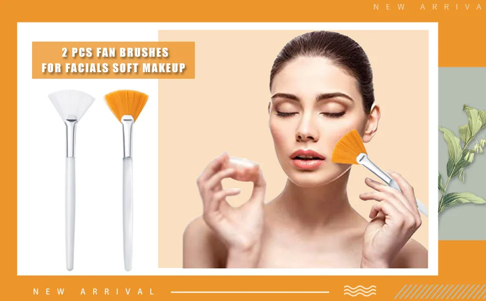 2 Pcs Fan Brushes for Facials, Soft Makeup Mask Applicator Brushes Tools for Glycolic Acid Peel Mask Cosmetic Orange - Fan Brushes for Facials