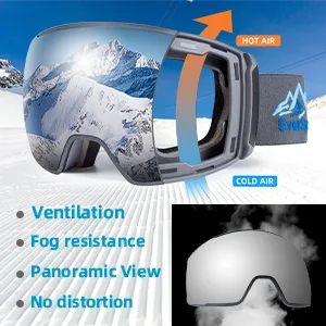 EverSport M81 Ski Goggles Pro, Magnetic Snowboard Snow Goggles for Women Men, UV Protection X-replaceable Lens Vlt75% Yellow - ski goggles