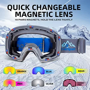 EverSport M81 Ski Goggles Pro, Magnetic Snowboard Snow Goggles for Women Men, UV Protection X-replaceable Lens Vlt75% Yellow - ski goggles