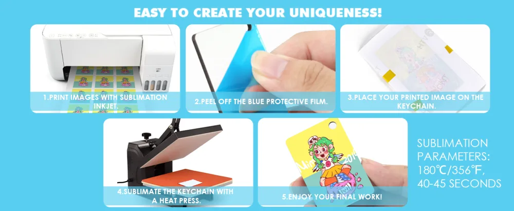 HTVRONT Sublimation Keychain Blanks Bulk - 120Pcs Sublimation Blanks Keychain with Blue Protective Film - MDF Rectangle Keychain with Tassels - Heat Transfer Keychain Blanks Double Sided - keychain sublimation blanks