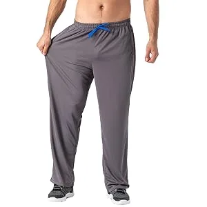 MAGNIVIT Men's Lightweight Sweatpants Loose Fit Open Bottom Mesh Athletic Pants with Zipper Pockets Black Grey Large - product information 2