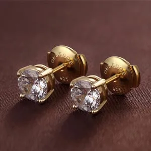 2 Paris Sterling Silver Locking Earring Backs Replacements for Diamond Studs, 18K White Gold Plated Screw Earring Backs, Secure Hypoallergenic Secure Earring Backs, No Fading Comfort Earring Backs - earring backs