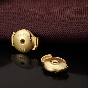2 Paris Sterling Silver Locking Earring Backs Replacements for Diamond Studs, 18K White Gold Plated Screw Earring Backs, Secure Hypoallergenic Secure Earring Backs, No Fading Comfort Earring Backs - earring backs