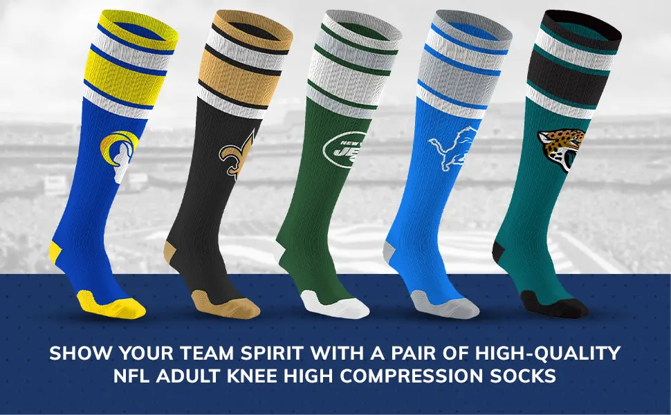 NFL Knee High Compression Socks for Circulation - Men and Women Pittsburgh Steelers - Gold Small-Medium - NFL Knee High Compression Socks, Pair of High Quality Socks, Sow your team spirit