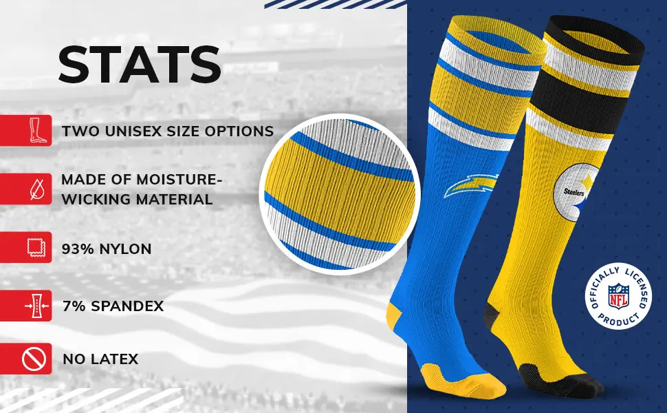 NFL Knee High Compression Socks for Circulation - Men and Women Pittsburgh Steelers - Gold Small-Medium - NFL Knee High Compression Socks, spandex, No Latex, Made of Moisture Wicking Material