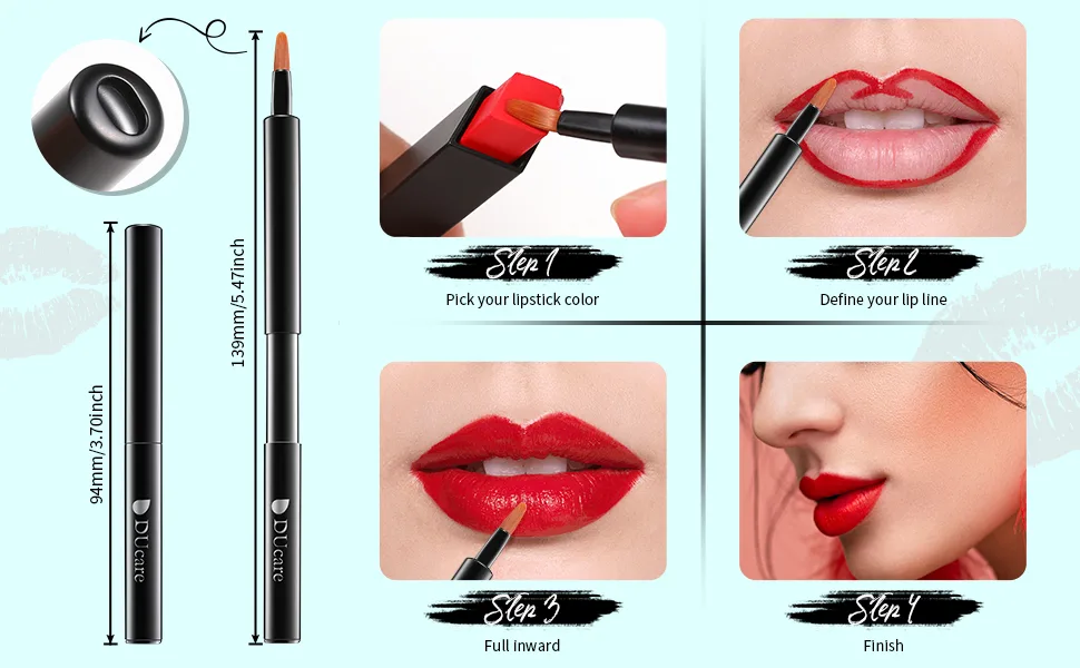 DUcare Lip Brush Retractable Professional Lipstick Brush Travel Portable Vanity lip scrub brush Gloss Makeup Brush Tool (Black) - ducare