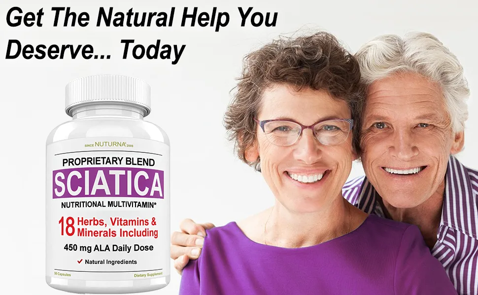 Sciatica Nutritional Blend with 450 mg Alpha Lipoic Acid - Lower Lumbar Sciatic, Back, Hip, Thigh, Leg, Foot - Maximum Strength Natural Vitamins - 90 Capsules - sciatica