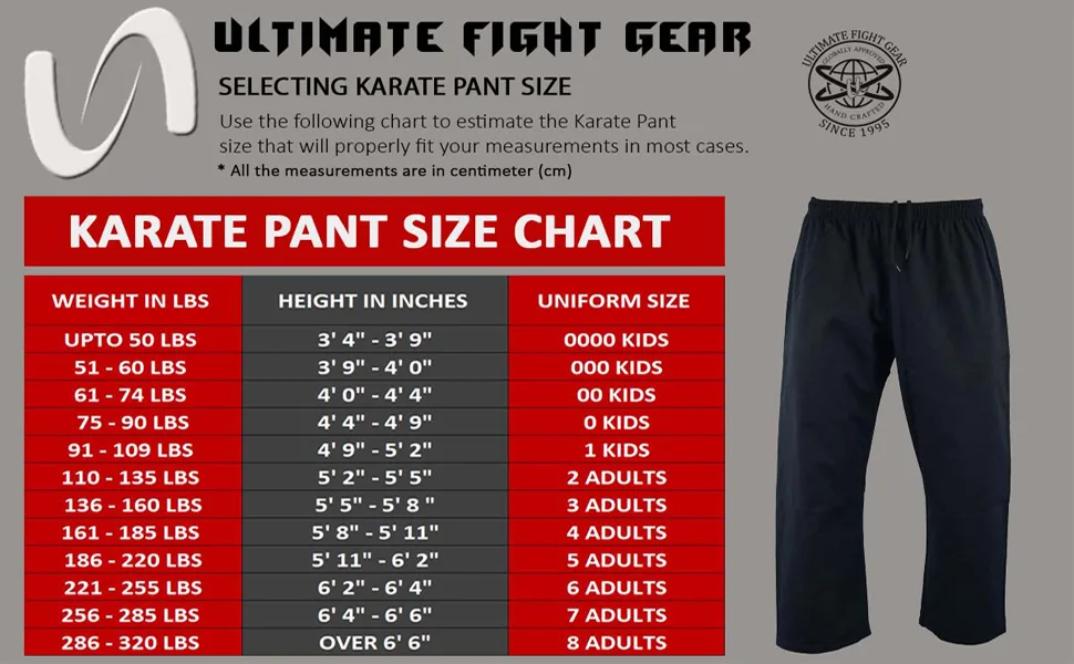 Ultimate - Martial Arts Striped Karate Pants Cotton & Polyester Blended - Kids Adults Unisex Blue 5 - Karate Pant Size Chart - wt & ht