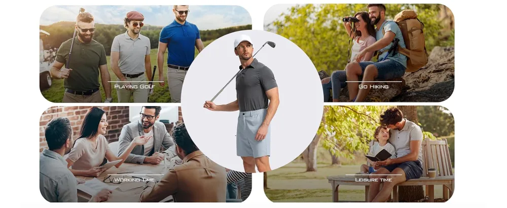 Pinkbomb Men's Golf Shorts with 6 Pockets Stretch Quick Dry Hiking Work Dress Shorts for Men Black Large - PBK243