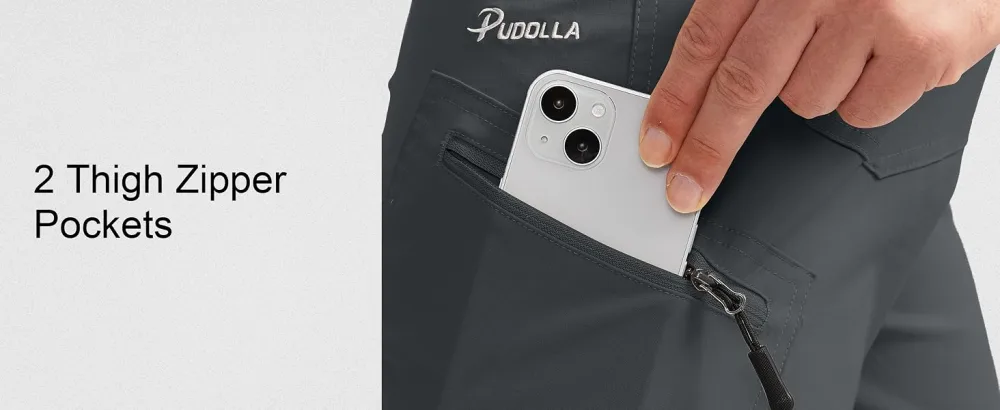 Pudolla Men's Hiking Pants Waterproof Travel Cargo Pants with 7 Pockets Stretch for Golf Fishing Climbing Black X-Large - mens lightweight pants stretch work pants men cargo pants for men stretch cargo pants men