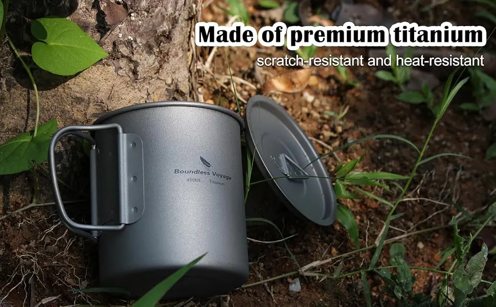 Boundless Voyage Titanium Cup with Lid Outdoor Camping Ultralight Water Tea Coffee Mug 200ML/300ML/450ML (300ml (10fl oz)) - product information 4