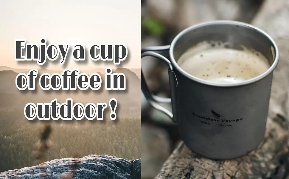 Boundless Voyage Titanium Cup with Lid Outdoor Camping Ultralight Water Tea Coffee Mug 200ML/300ML/450ML (300ml (10fl oz)) - product information 6