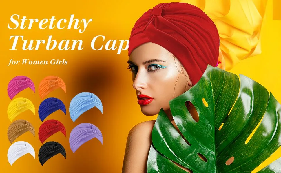 Stretchy Turban Cap Chemo Head Wraps Bennie Twisted India's Hat for Women Girl Assorted Colors - product information 1