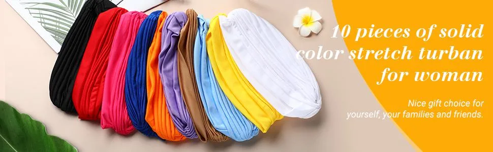 Stretchy Turban Cap Chemo Head Wraps Bennie Twisted India's Hat for Women Girl Assorted Colors - product information 2