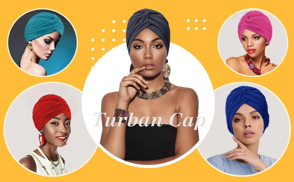Stretchy Turban Cap Chemo Head Wraps Bennie Twisted India's Hat for Women Girl Assorted Colors - product information 6