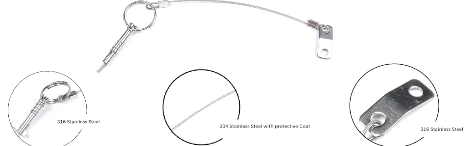 Thorn Boat Bimini Quick Release Pin with Lanyard (4 PCS) - bimini top quick release pin