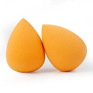 BEAKEY Makeup Sponge, Latex-free and Vegan Beauty Sponge, Flawless for Cream, Liquid Foundation & Powder Application (2Pcs) 2pcs Orange - makeup sponge