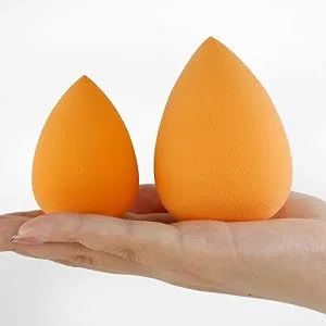 BEAKEY Makeup Sponge, Latex-free and Vegan Beauty Sponge, Flawless for Cream, Liquid Foundation & Powder Application (2Pcs) 2pcs Orange - makeup sponge