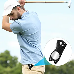 4 Pieces Golf Repair Tool Stainless Steel Foldable Golf Divot Tool Magnetic Golf Button Tool Golf Ball Marker (Red, Silver, Gray, Black) - product information 3
