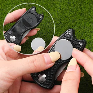4 Pieces Golf Repair Tool Stainless Steel Foldable Golf Divot Tool Magnetic Golf Button Tool Golf Ball Marker (Red, Silver, Gray, Black) - product information 4