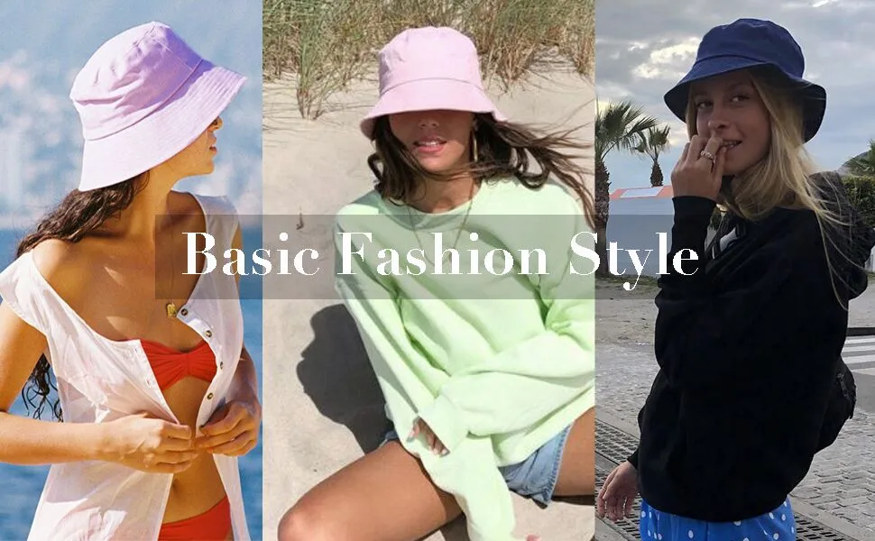 Wheebo Solid Color Bucket Hat for Women Summer Beach Fishmen Hat for Lady Adult Unisex Cotton Cap A-sc-lavender - plain white bucket hats