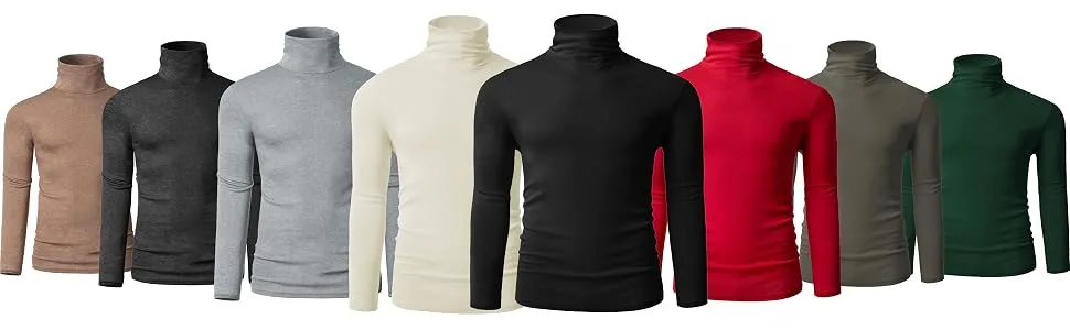 TAPULCO Men Turtleneck Long Sleeve Knitted Pullover Basic Slim Fit Casual Soft Comfy T Shirts Medium Ivory - all colors