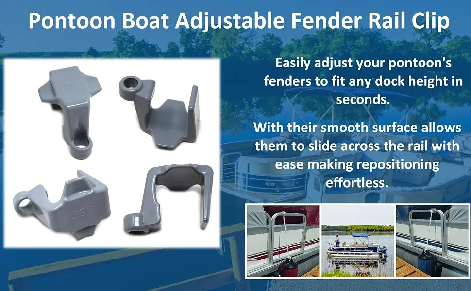 JSP Manufacturing Black Plastic Pontoon Boat Square Rail Fender Adjuster Hanger Clip 4 - pontoon boat rail fender bumper clip