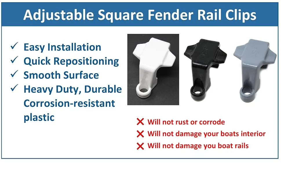 JSP Manufacturing Black Plastic Pontoon Boat Square Rail Fender Adjuster Hanger Clip 4 - pontoon square rail clip