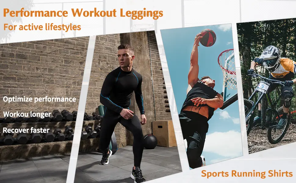 Men's Compression Shirts Long Sleeve Athletic Workout Tops Gym Undershirts Active Sports Baselayers Black Medium - product information 16