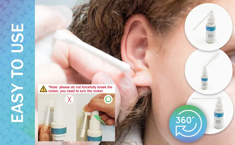 Recuren Plus Piercing Aftercare Spray, Piercing Cleaner, Wound Wash and Fine Mist Piercing Spray for Piercing Bumps, Keloid Bump 30ml - how to use